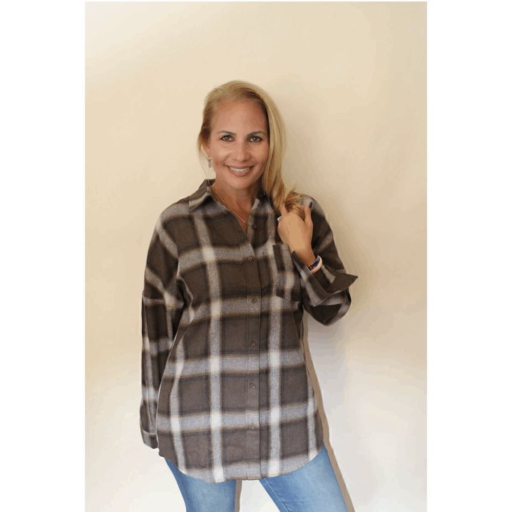 Baylor Brown Flannel Fall Winter Button Down Flan… - image 6